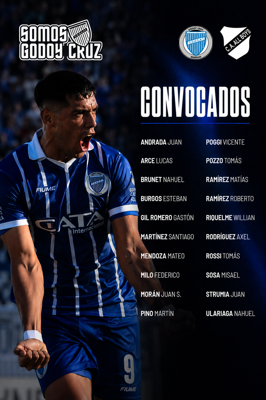 Godoy Cruz confirmó los convocados para enfrentar a All Boys